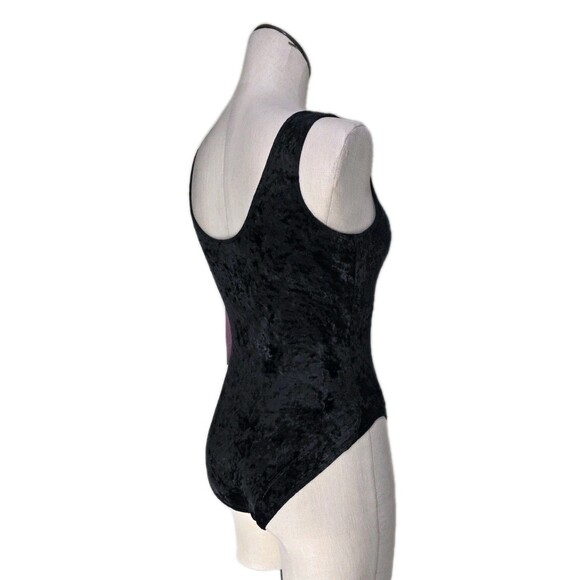 Gilda Marx VTG 90s Crushed Velvet Dance Gymnastics Leotard Adult XS (Y/J) Black - Picture 5 of 11
